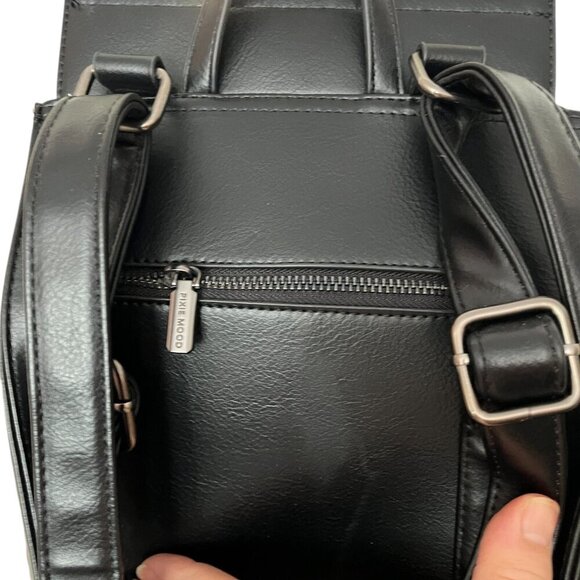 Pixie Mood Kim 14" x 10" Vegan Leather Mini Convertible Black Backpack Minimal - Picture 3 of 7